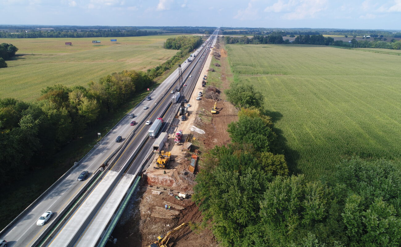 bird eye view of an highway construction