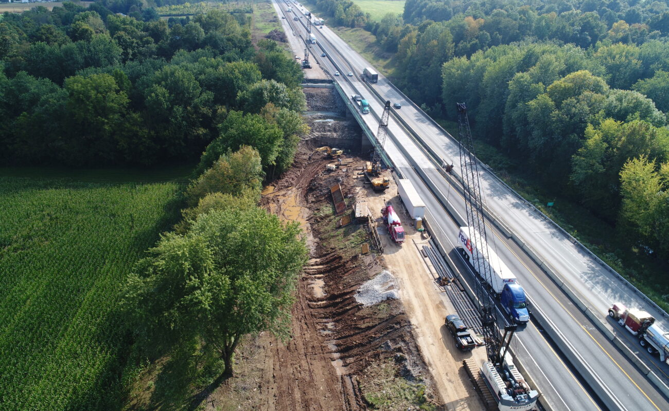 bird eye view of an highway construction