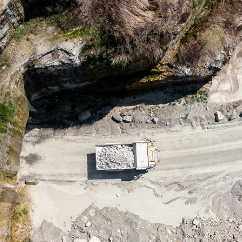 construction truck hauling gravels