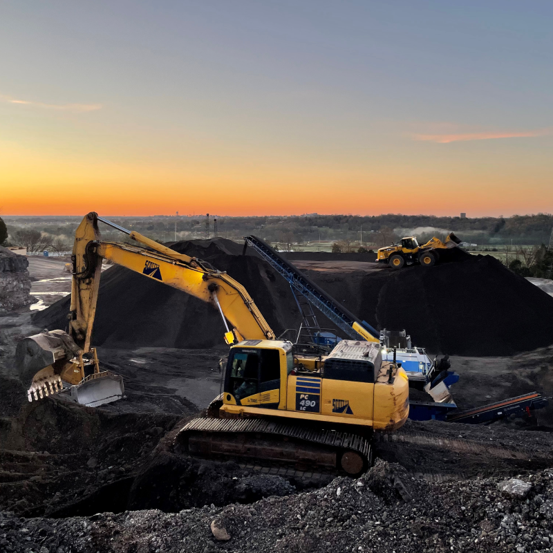 bulldozer scooping dirt